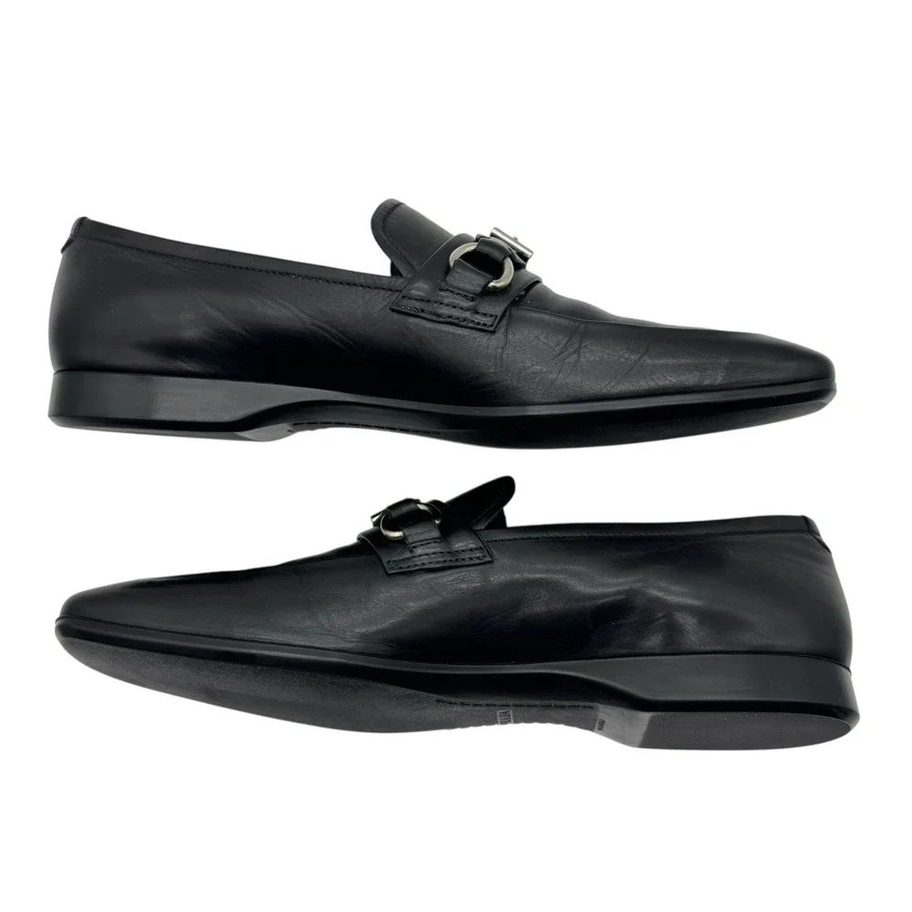Prada Black Leather Buckle‎ Loafers Men's US 7 Made in Italy New In Box - Picture 4 of 13